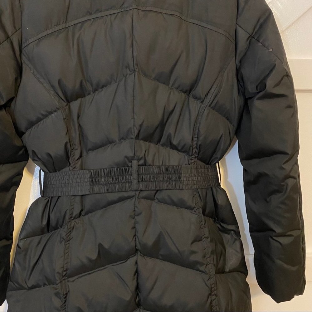 Marc New York Fur Detachable Hood Down Button Down Belted Puffer Jacket Black S - Picture 6 of 11